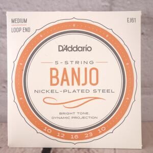 D'Addario EJ61 Medium Gauge Loop End 5 String Banjo String Set